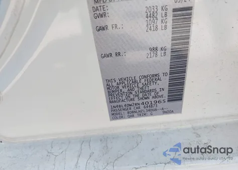 2024 Nissan Altima Sv Intelligent Awd из США, поврежденный, VIN 1N4BL4DW2RN401965